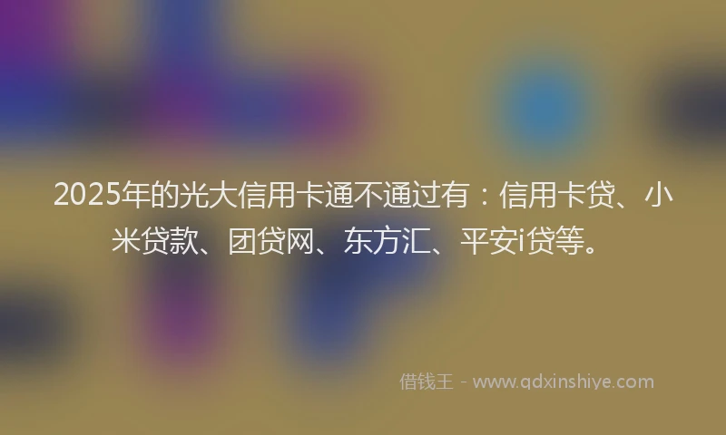 2025年的光大信用卡通不通过有：信用卡贷、小米贷款、团贷网、东方汇、平安i贷等。