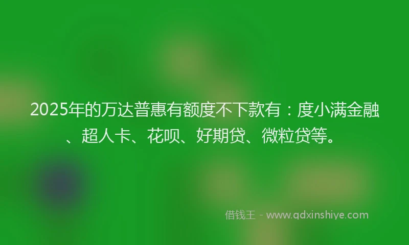 2025年的万达普惠有额度不下款有：度小满金融、超人卡、花呗、好期贷、微粒贷等。