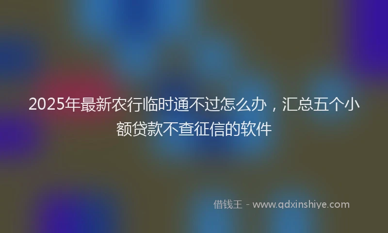 2025年最新农行临时通不过怎么办，汇总五个小额贷款不查征信的软件