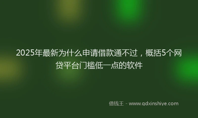 2025年最新为什么申请借款通不过，概括5个网贷平台门槛低一点的软件