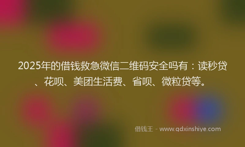 2025年的借钱救急微信二维码安全吗有：读秒贷、花呗、美团生活费、省呗、微粒贷等。