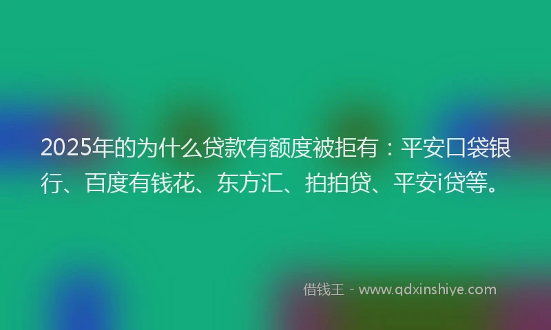 2025年的为什么贷款有额度被拒有：平安口袋银行、百度有钱花、东方汇、拍拍贷、平安i贷等。