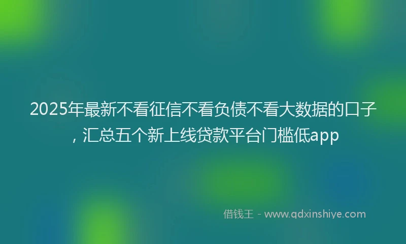 2025年最新不看征信不看负债不看大数据的口子，汇总五个新上线贷款平台门槛低app