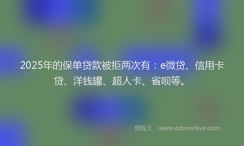 2025年的保单贷款被拒两次有：e微贷、信用卡贷、洋钱罐、超人卡、省呗等。
