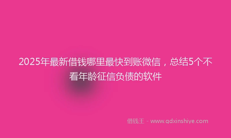 2025年最新借钱哪里最快到账微信，总结5个不看年龄征信负债的软件