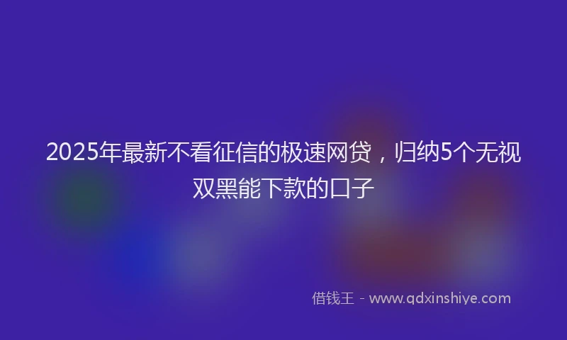 2025年最新不看征信的极速网贷，归纳5个无视双黑能下款的口子
