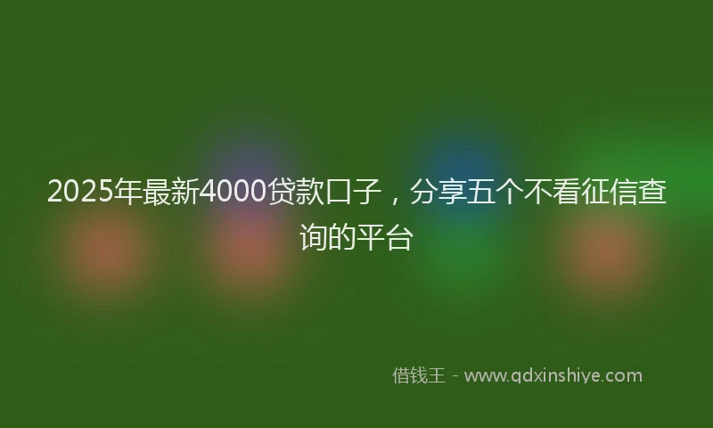 2025年最新4000贷款口子，分享五个不看征信查询的平台