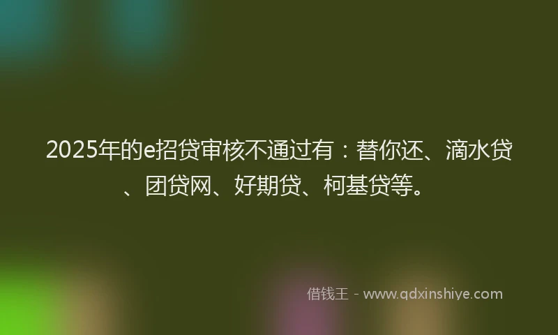 2025年的e招贷审核不通过有：替你还、滴水贷、团贷网、好期贷、柯基贷等。