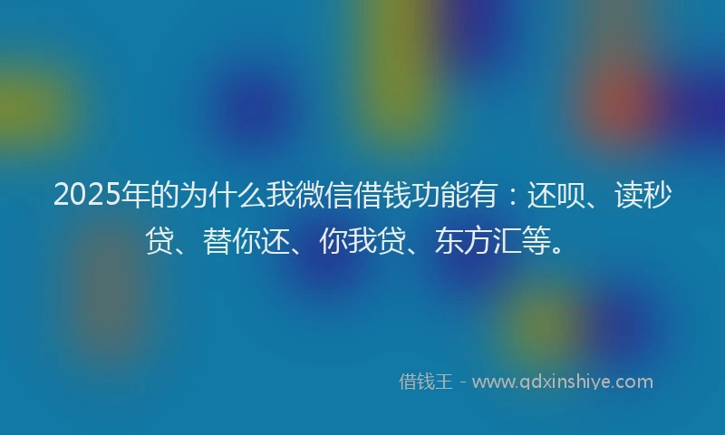 2025年的为什么我微信借钱功能有：还呗、读秒贷、替你还、你我贷、东方汇等。