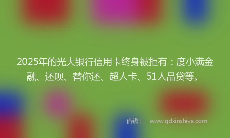 2025年的光大银行信用卡终身被拒有：度小满金融、还呗、替你还、超人卡、51人品贷等。