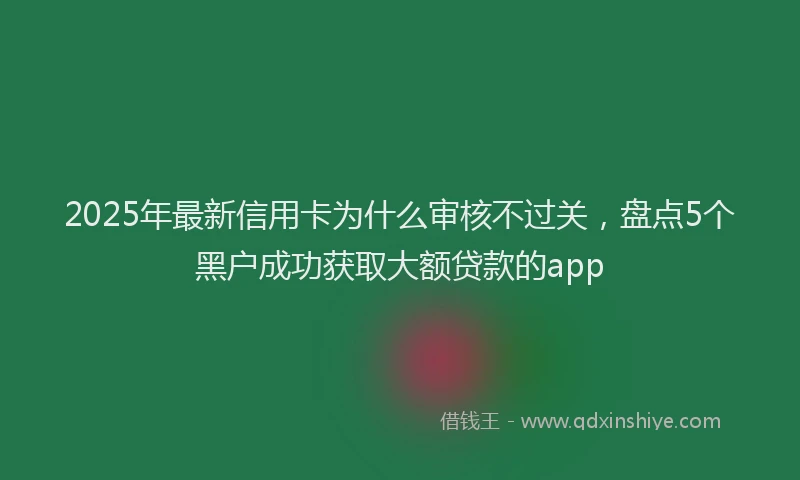 2025年最新信用卡为什么审核不过关，盘点5个黑户成功获取大额贷款的app