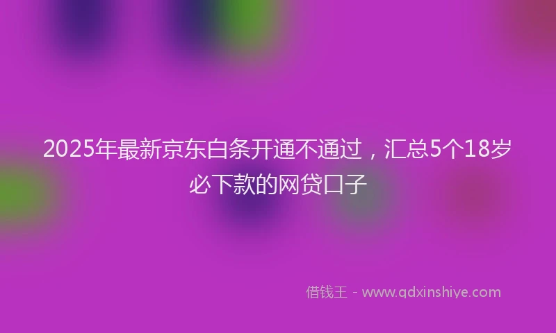 2025年最新京东白条开通不通过，汇总5个18岁必下款的网贷口子