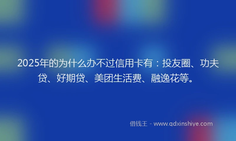 2025年的为什么办不过信用卡有：投友圈、功夫贷、好期贷、美团生活费、融逸花等。