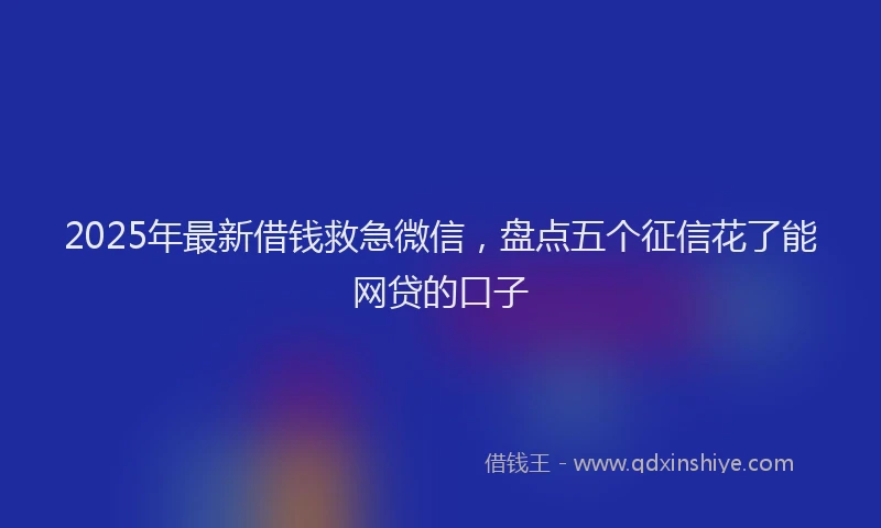 2025年最新借钱救急微信，盘点五个征信花了能网贷的口子