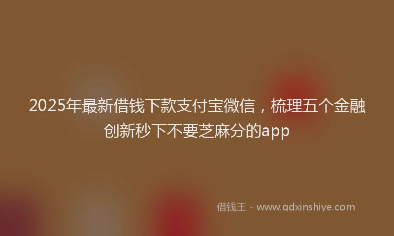 2025年最新借钱下款支付宝微信，梳理五个金融创新秒下不要芝麻分的app