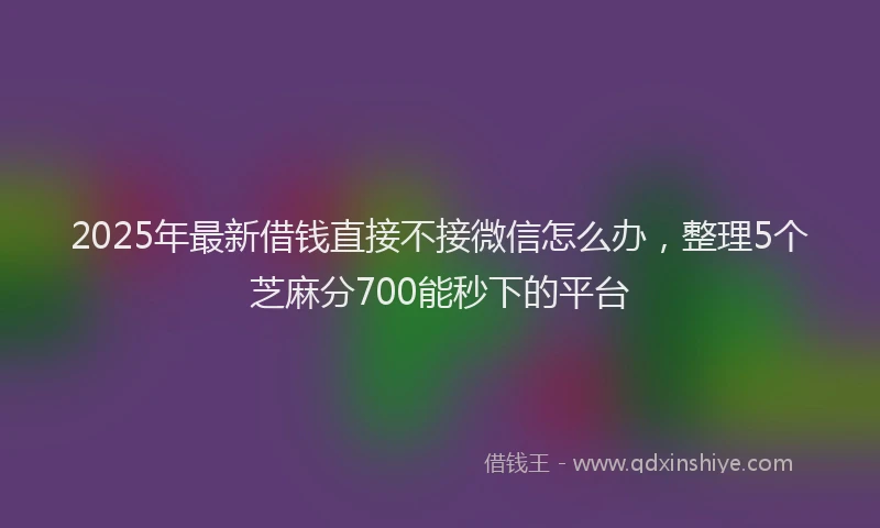 2025年最新借钱直接不接微信怎么办，整理5个芝麻分700能秒下的平台