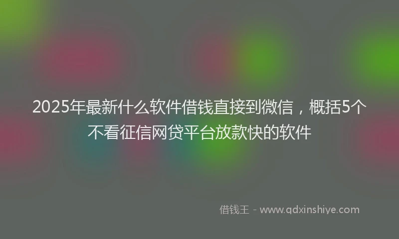 2025年最新什么软件借钱直接到微信，概括5个不看征信网贷平台放款快的软件