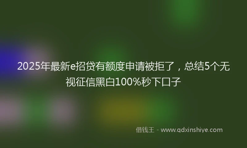 2025年最新e招贷有额度申请被拒了，总结5个无视征信黑白100%秒下口子