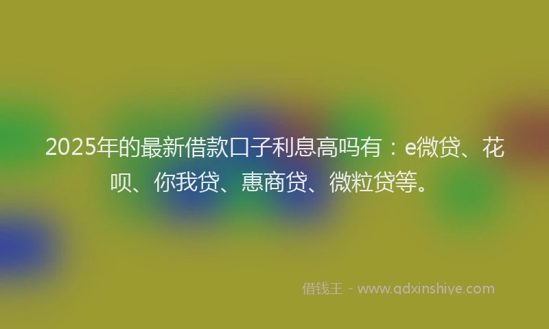 2025年的最新借款口子利息高吗有：e微贷、花呗、你我贷、惠商贷、微粒贷等。