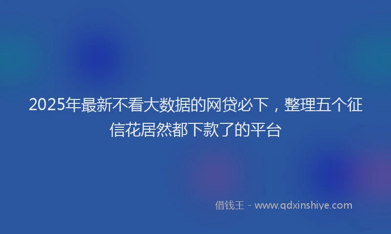 2025年最新不看大数据的网贷必下，整理五个征信花居然都下款了的平台