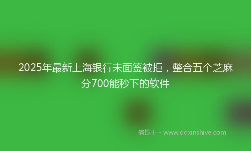 2025年最新上海银行未面签被拒，整合五个芝麻分700能秒下的软件