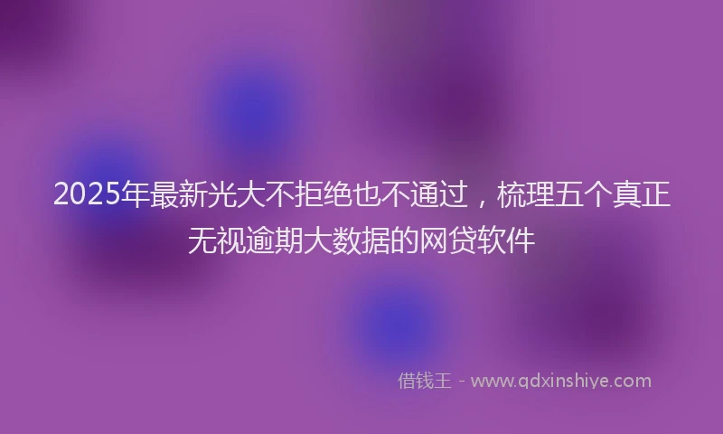 2025年最新光大不拒绝也不通过，梳理五个真正无视逾期大数据的网贷软件