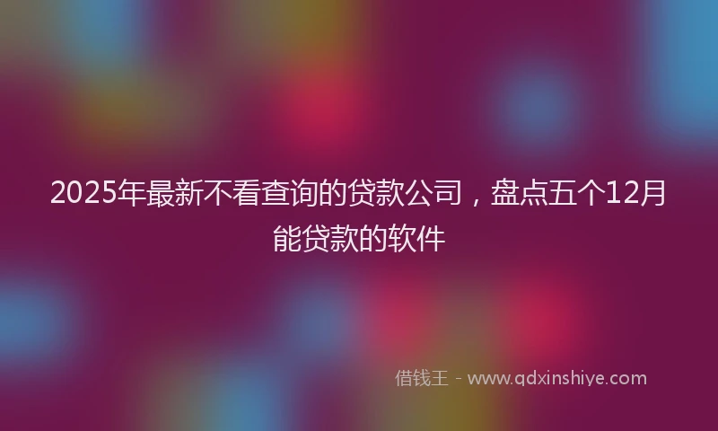 2025年最新不看查询的贷款公司，盘点五个12月能贷款的软件