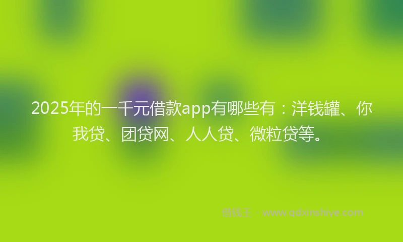 2025年的一千元借款app有哪些有：洋钱罐、你我贷、团贷网、人人贷、微粒贷等。