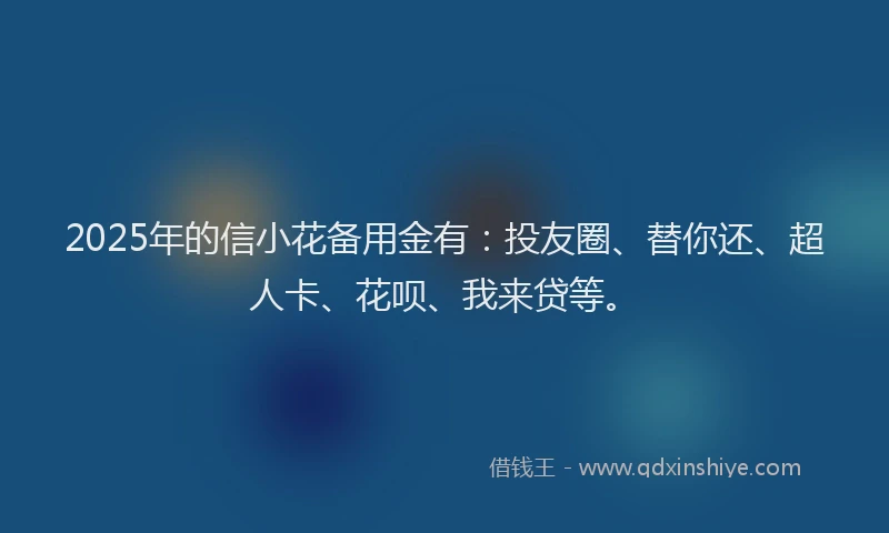 2025年的信小花备用金有：投友圈、替你还、超人卡、花呗、我来贷等。