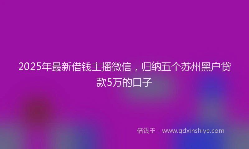 2025年最新借钱主播微信，归纳五个苏州黑户贷款5万的口子