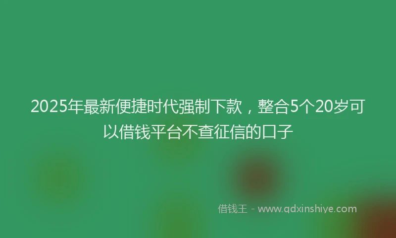 2025年最新便捷时代强制下款，整合5个20岁可以借钱平台不查征信的口子