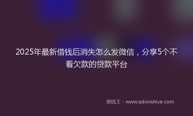 2025年最新借钱后消失怎么发微信，分享5个不看欠款的贷款平台