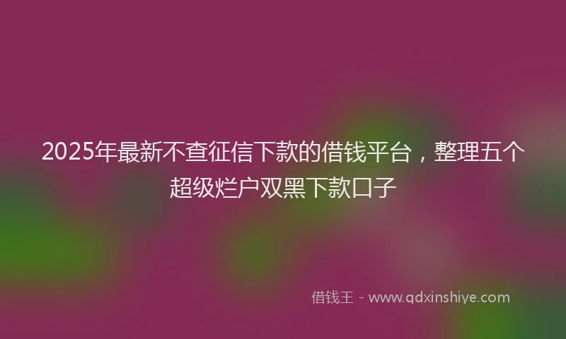 2025年最新不查征信下款的借钱平台，整理五个超级烂户双黑下款口子