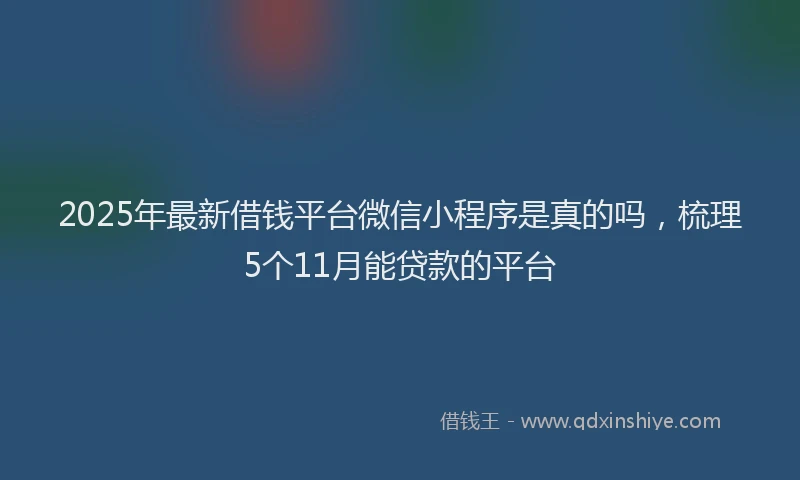2025年最新借钱平台微信小程序是真的吗，梳理5个11月能贷款的平台