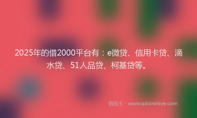 2025年的借2000平台有：e微贷、信用卡贷、滴水贷、51人品贷、柯基贷等。