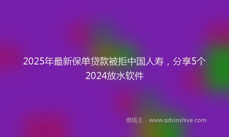 2025年最新保单贷款被拒中国人寿，分享5个2024放水软件