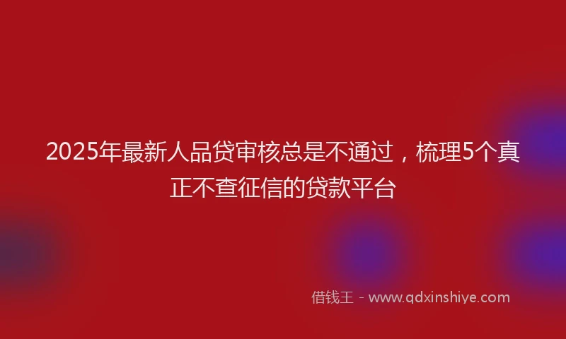 2025年最新人品贷审核总是不通过，梳理5个真正不查征信的贷款平台
