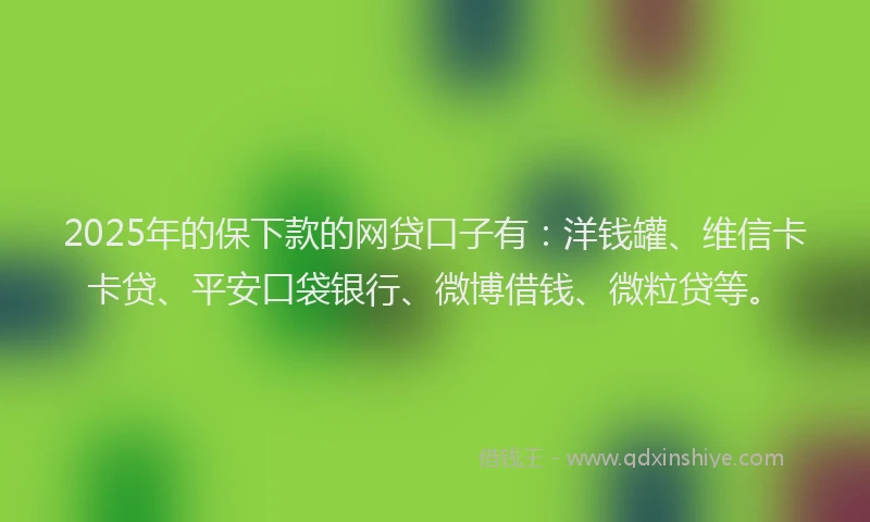 2025年的保下款的网贷口子有：洋钱罐、维信卡卡贷、平安口袋银行、微博借钱、微粒贷等。