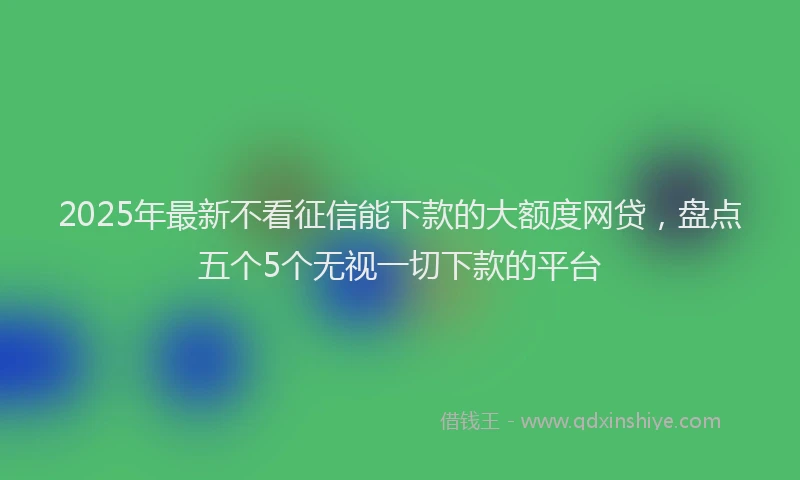 2025年最新不看征信能下款的大额度网贷，盘点五个5个无视一切下款的平台