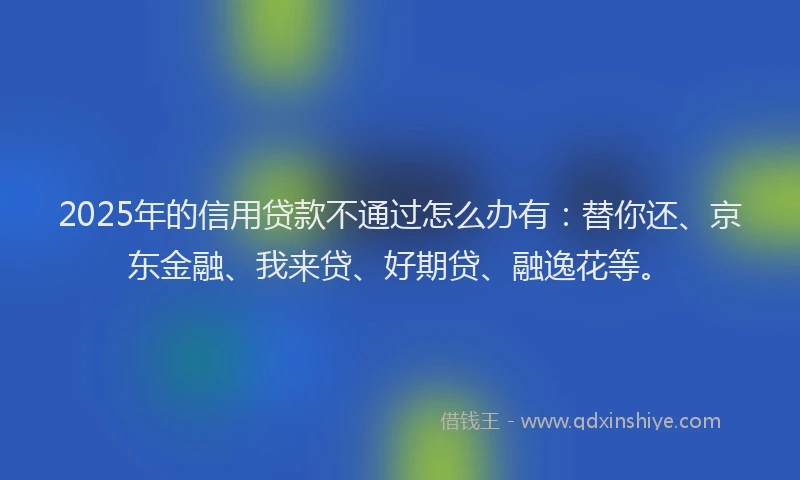 2025年的信用贷款不通过怎么办有：替你还、京东金融、我来贷、好期贷、融逸花等。