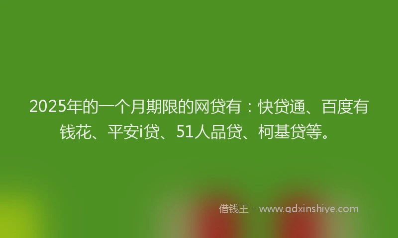 2025年的一个月期限的网贷有：快贷通、百度有钱花、平安i贷、51人品贷、柯基贷等。