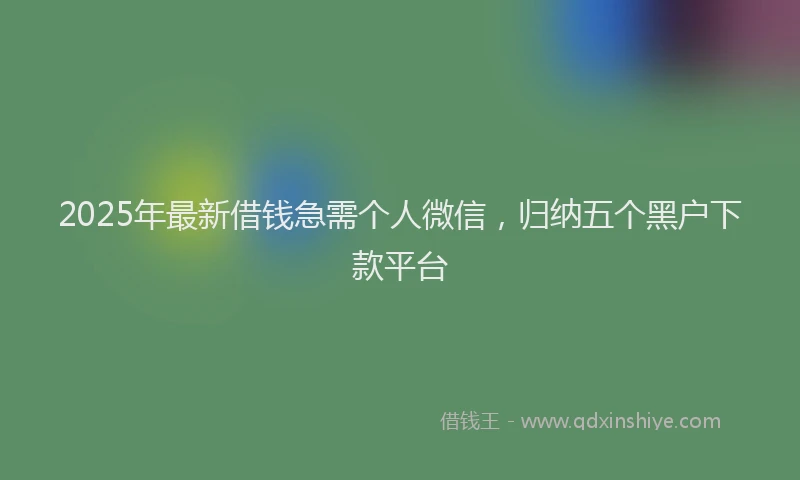 2025年最新借钱急需个人微信，归纳五个黑户下款平台