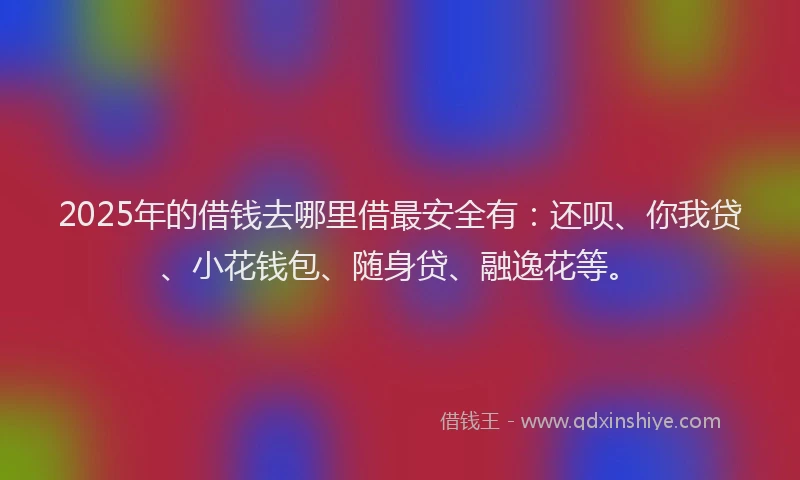 2025年的借钱去哪里借最安全有：还呗、你我贷、小花钱包、随身贷、融逸花等。