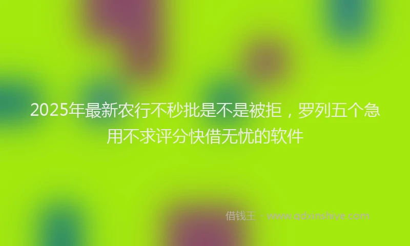 2025年最新农行不秒批是不是被拒，罗列五个急用不求评分快借无忧的软件