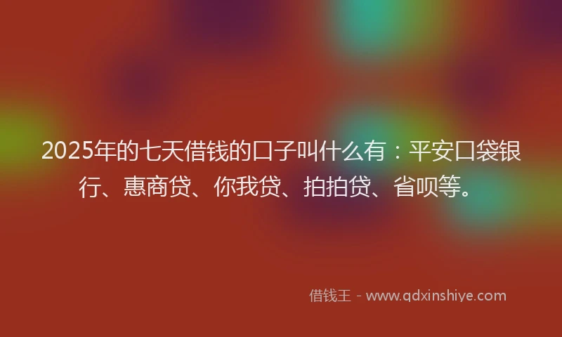 2025年的七天借钱的口子叫什么有：平安口袋银行、惠商贷、你我贷、拍拍贷、省呗等。