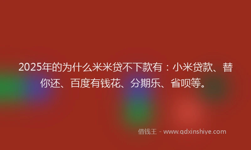 2025年的为什么米米贷不下款有：小米贷款、替你还、百度有钱花、分期乐、省呗等。