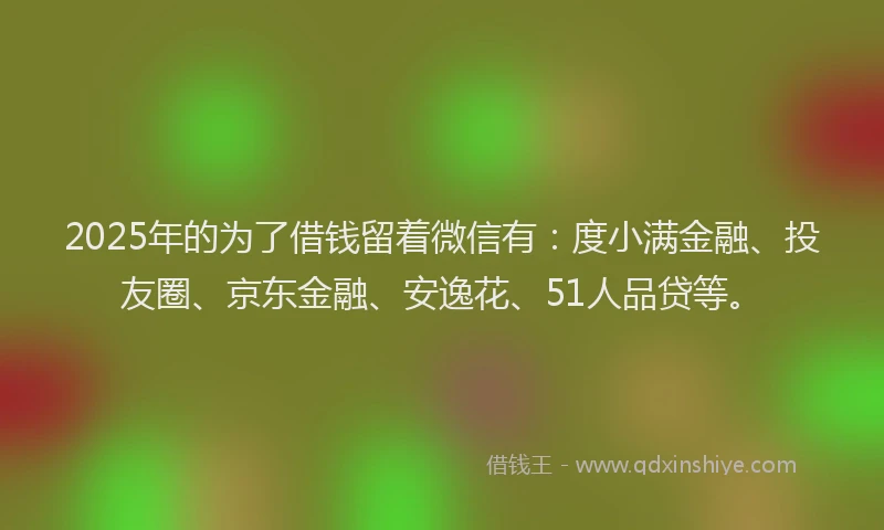 2025年的为了借钱留着微信有：度小满金融、投友圈、京东金融、安逸花、51人品贷等。