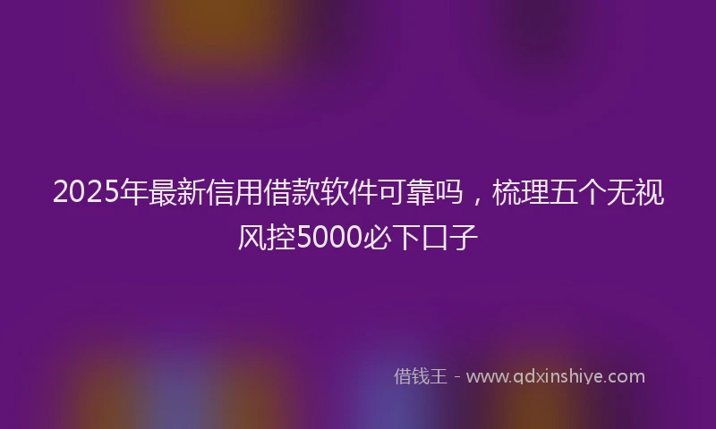 2025年最新信用借款软件可靠吗，梳理五个无视风控5000必下口子