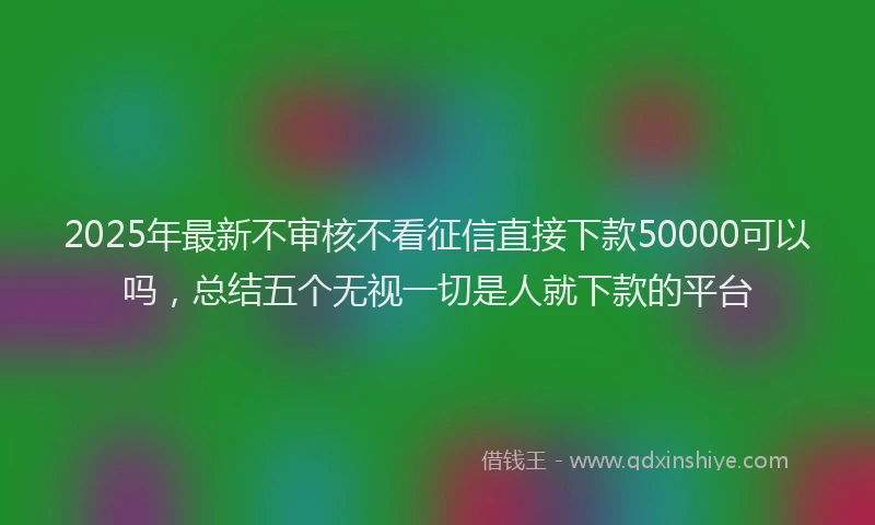 2025年最新不审核不看征信直接下款50000可以吗，总结五个无视一切是人就下款的平台