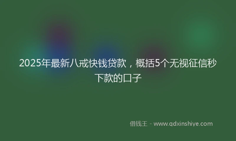2025年最新八戒快钱贷款，概括5个无视征信秒下款的口子